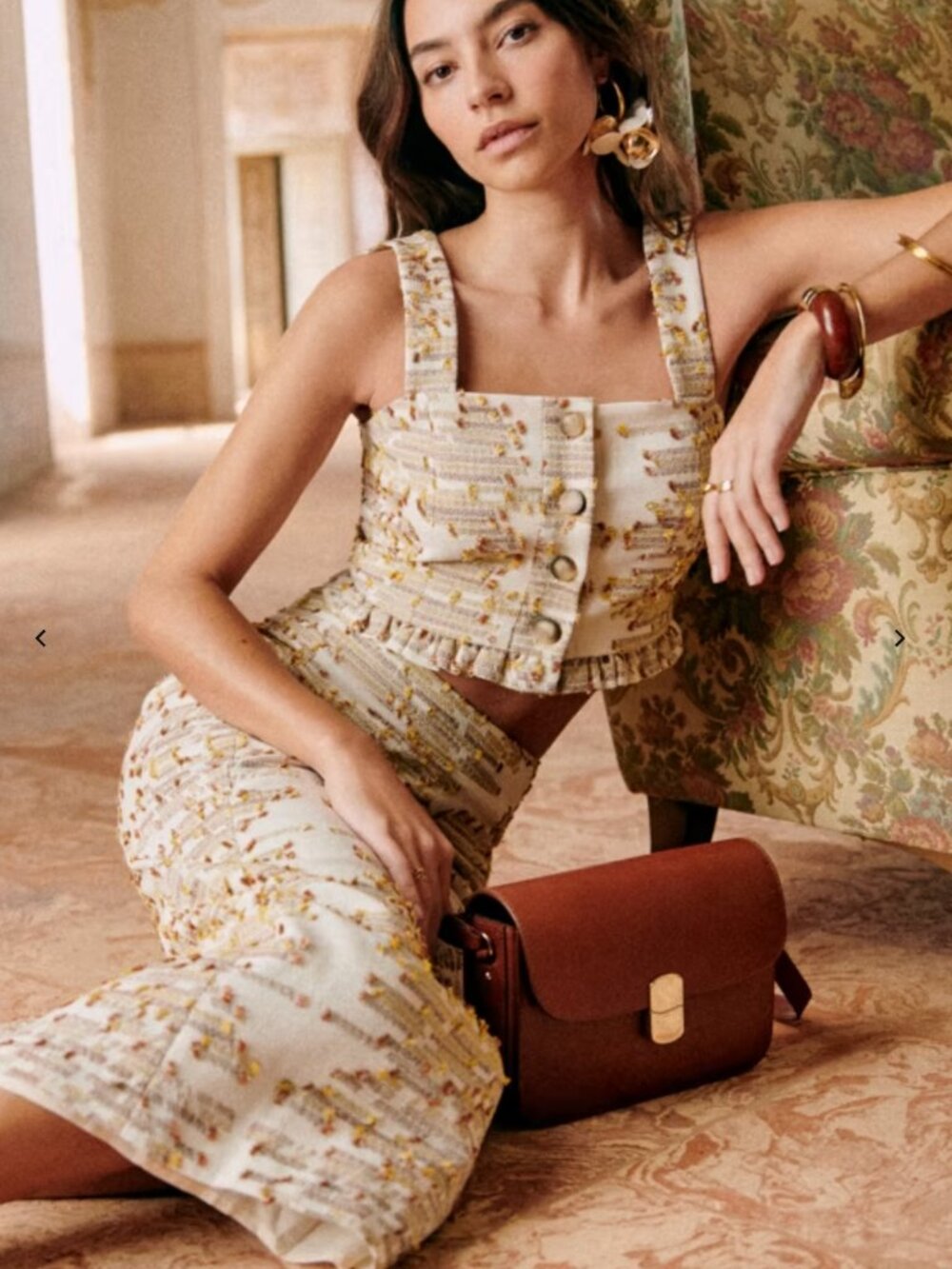 Sézane Felicia Skirt and Heidi Blouse Set - Multicolored Jacquard